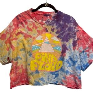 Licensed Pink Floyd Cropped Tie-Dye Shirt 1X